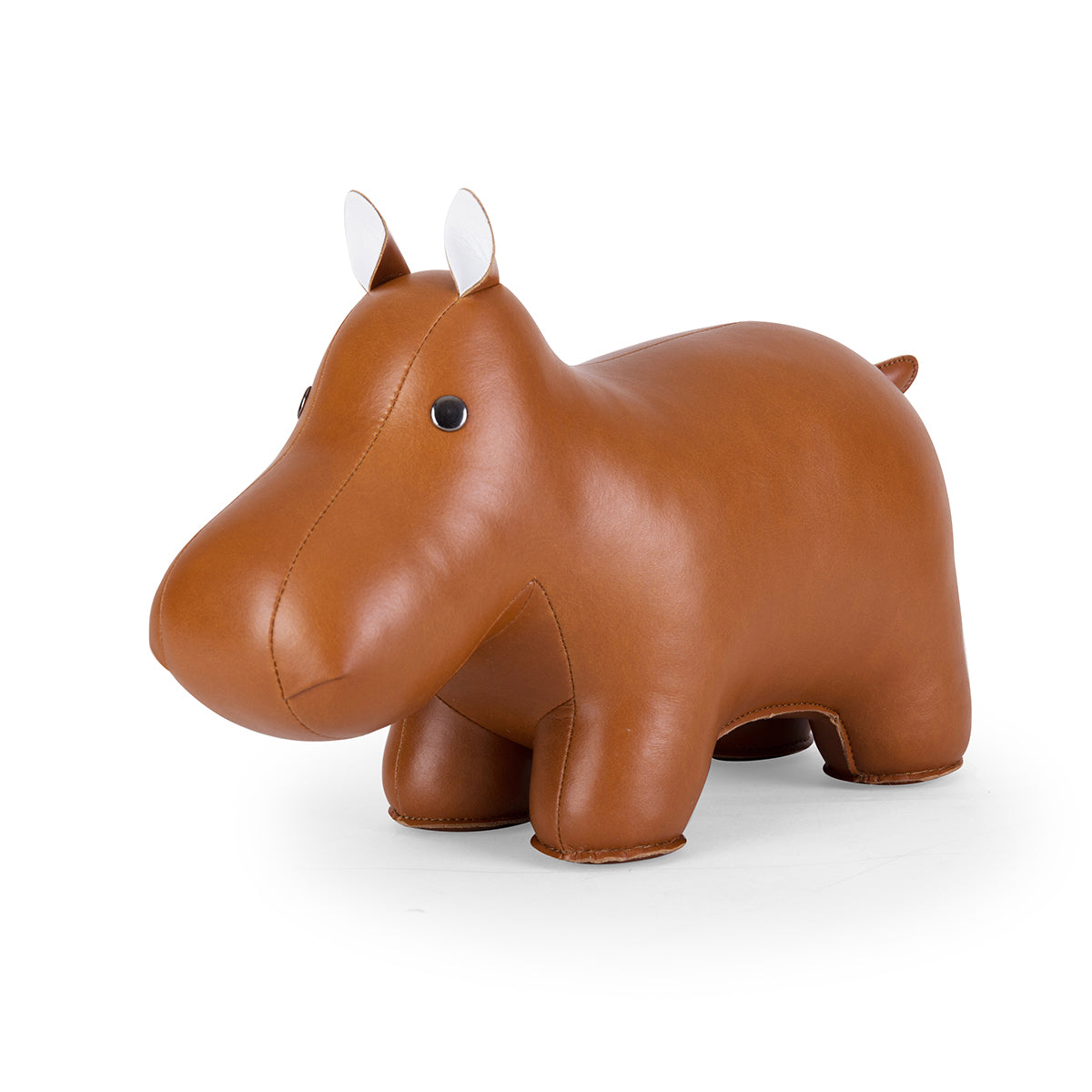 Doorstop sized Classic Hippo Tan by Zuny shown front on at an angle.