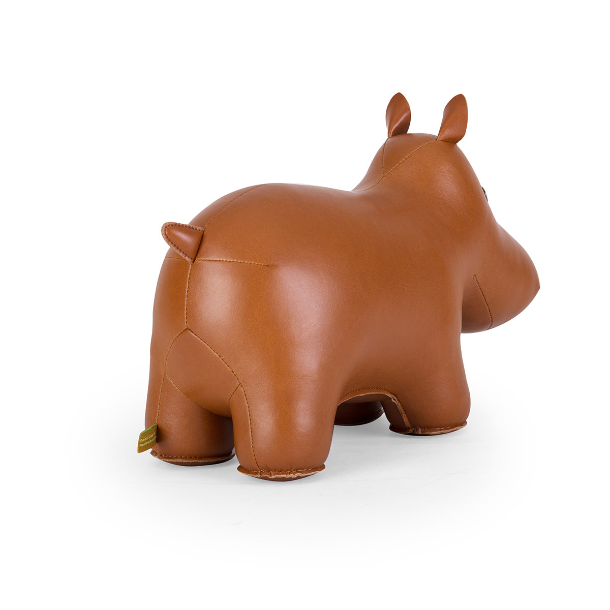 Doorstop sized Classic Hippo Tan by Zuny shown from back.