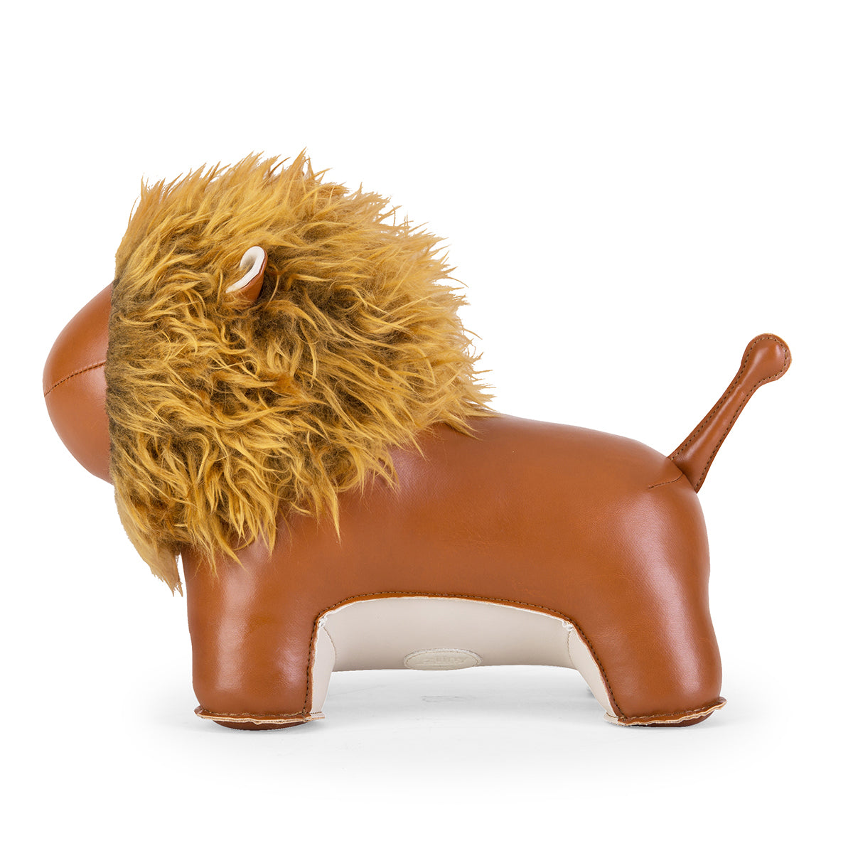 Doorstop sized Classic Lion Tan by Zuny shown in profile.