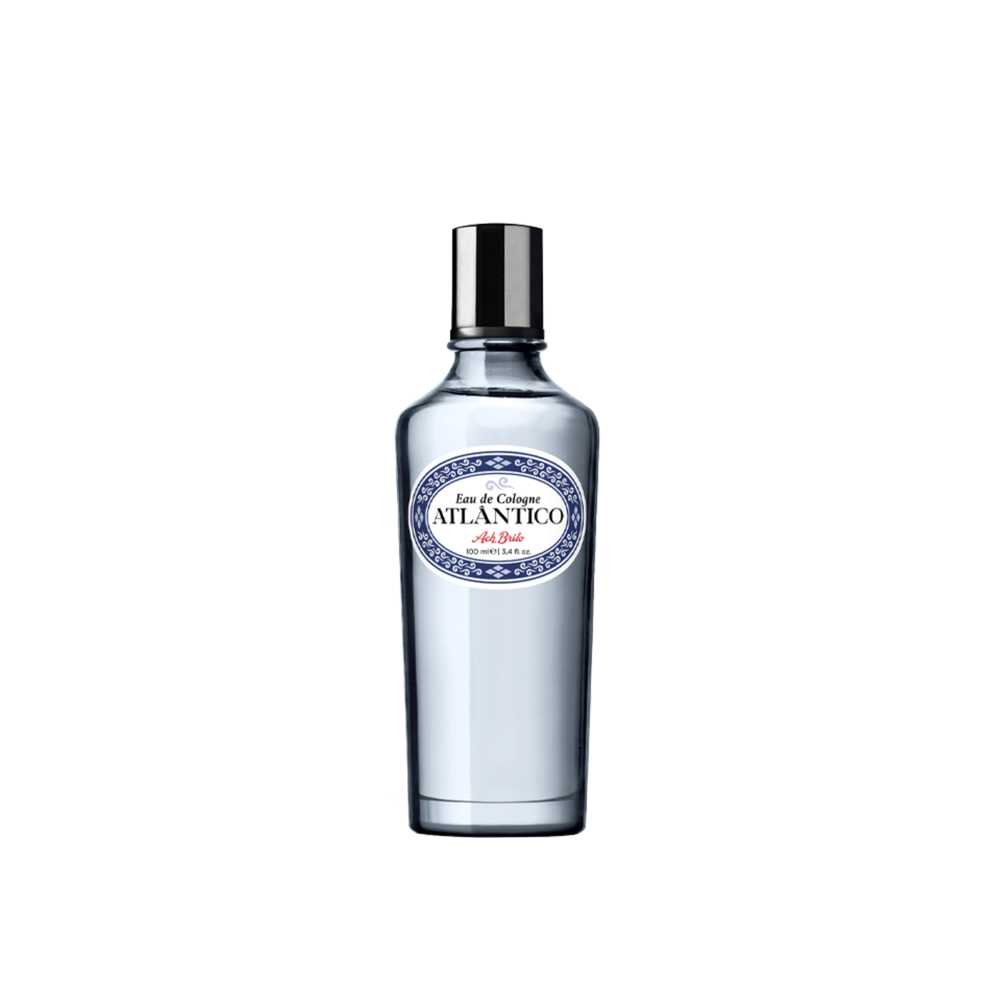 Bottle of Ach Brito ATLANTICO Eau de Cologne 100ml Vap - Blue Fresh Ocean Fragrance - Citrus, Marine, and Woody Notes - Glass Bottle Material with Spray Feature, Refreshing Men's Perfume