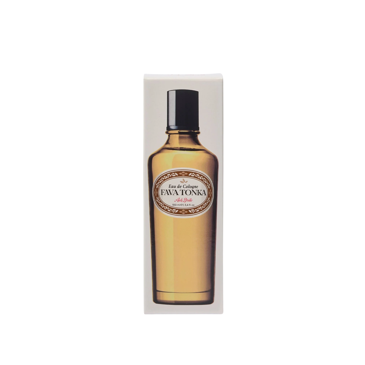 Packaging of Ach Brito Eau Cologne 100ml Fava Tonka Light Yellow, Warm and Sweet Tonka Bean Fragrance with Spray Nozzle.