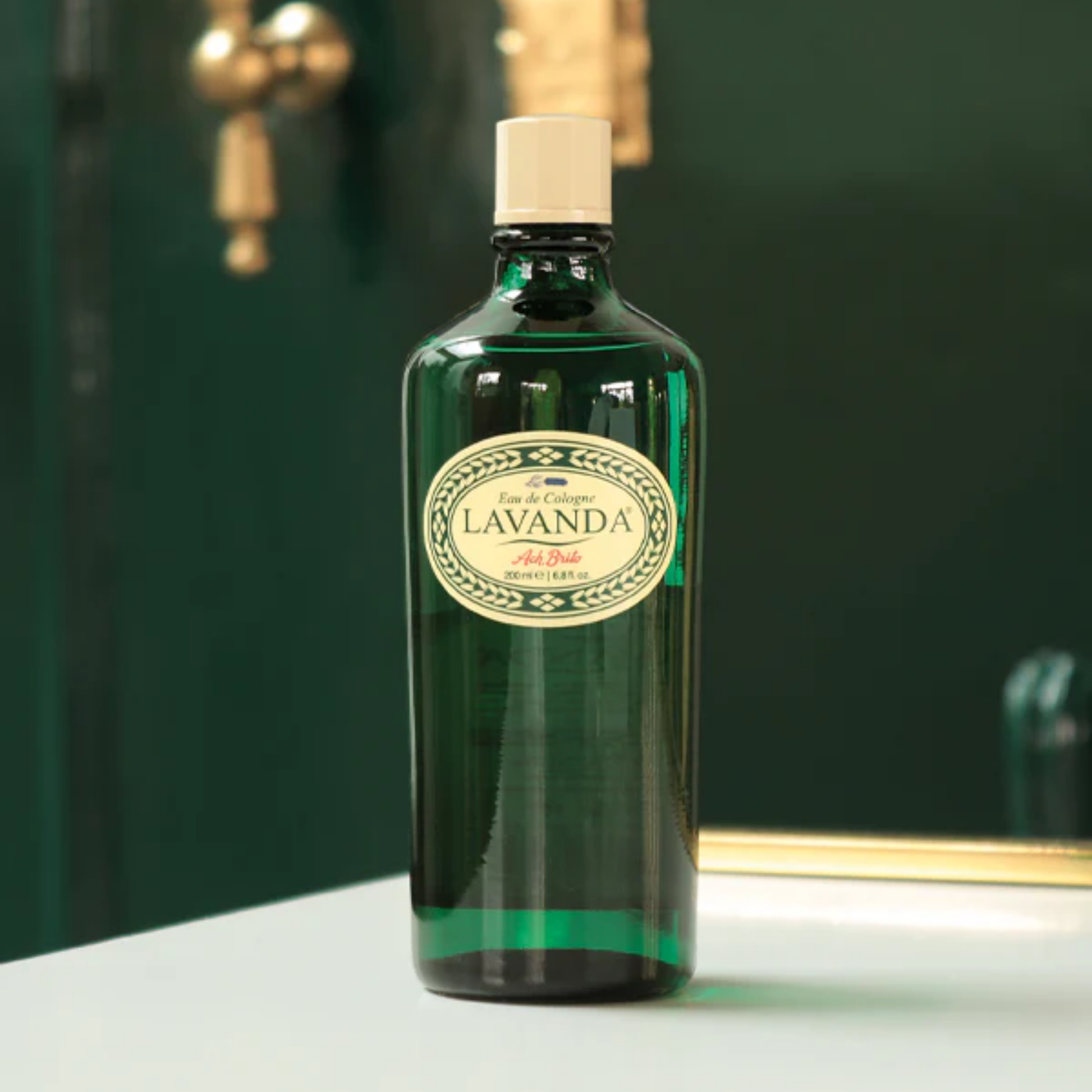 Ach Brito 100ml lavanda colonge bottle front view in green bathroom setting