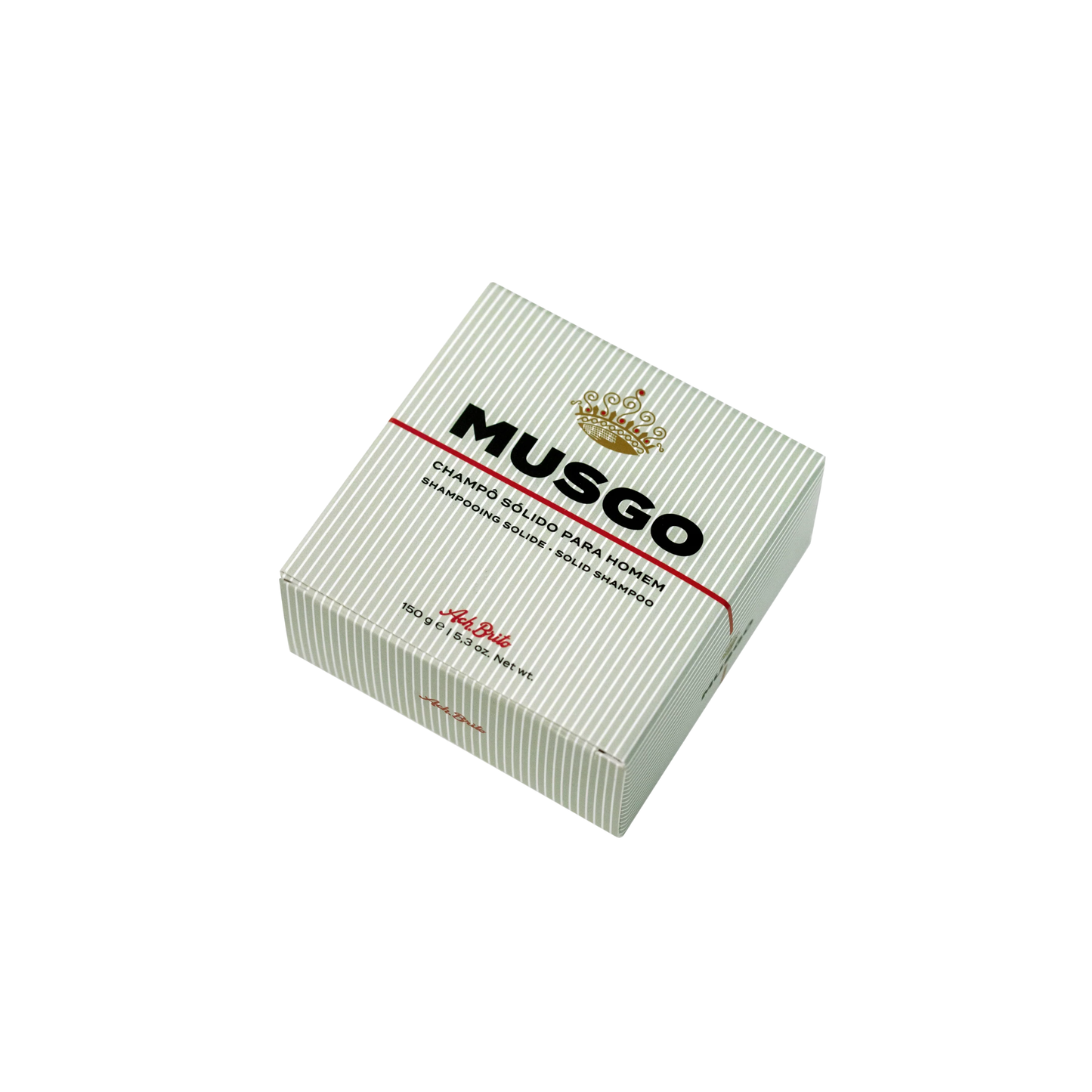 Ach Brito Musgo solid shampoo 150g packaging box angled front view