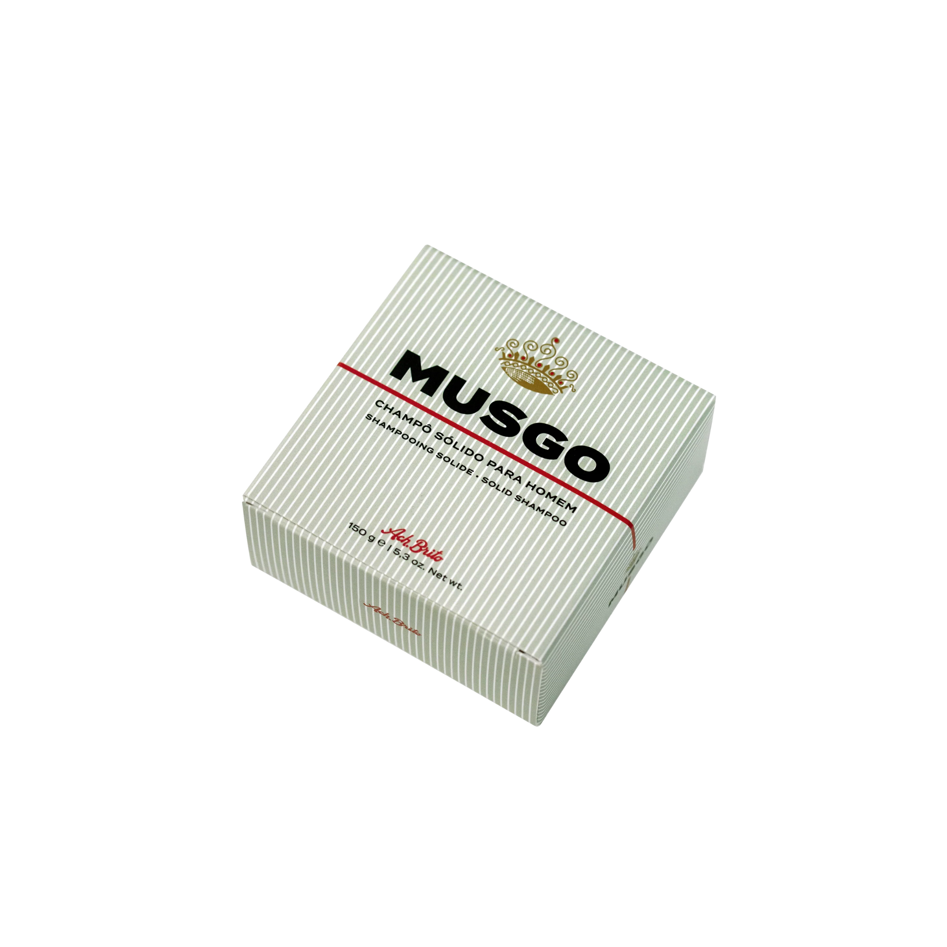 Ach Brito Musgo solid shampoo 150g packaging box angled front view