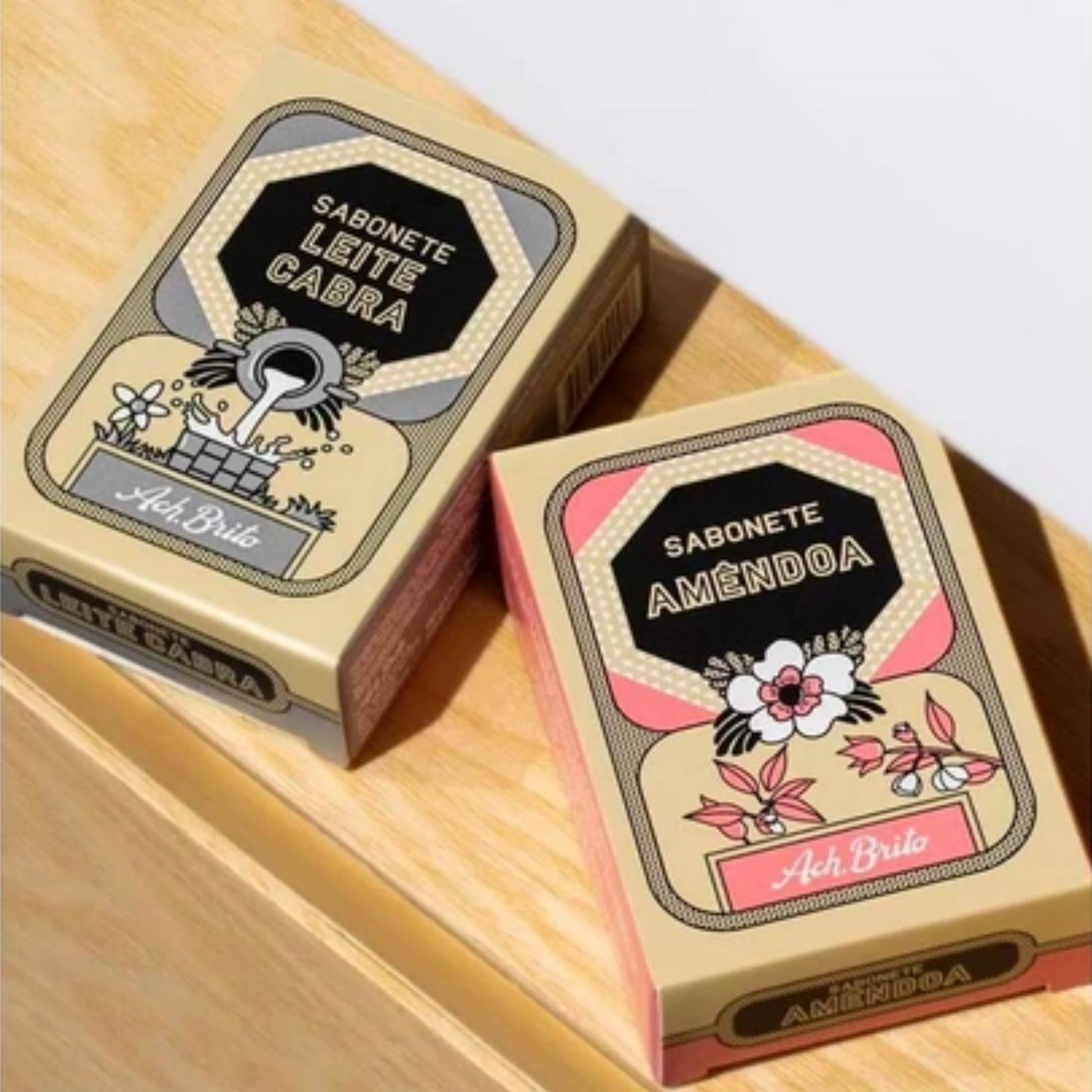 Ach Brito specialty soap almond 90g on display with other soap