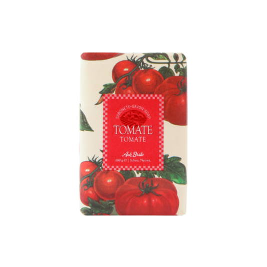 Ach. Brito Vegetable Soap 160g, soft red tomato-scented bar made with a vegetable base, creamy and abundant lather, eco-friendly, perfect for daily bath or kitchen hand washing.