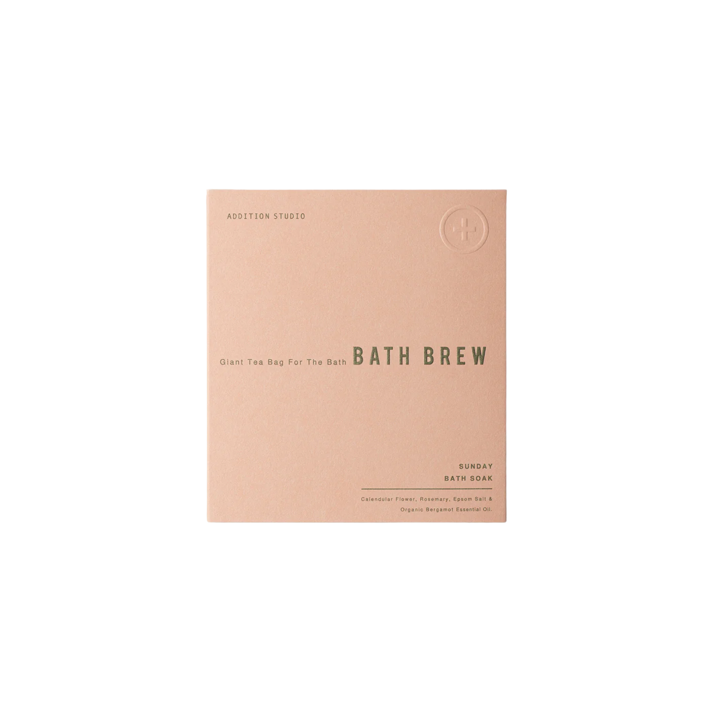Packaging of the Addition Studio Bath Brew - Sunday Soak (75g): Made with rosemary, Epsom salt and calendula.