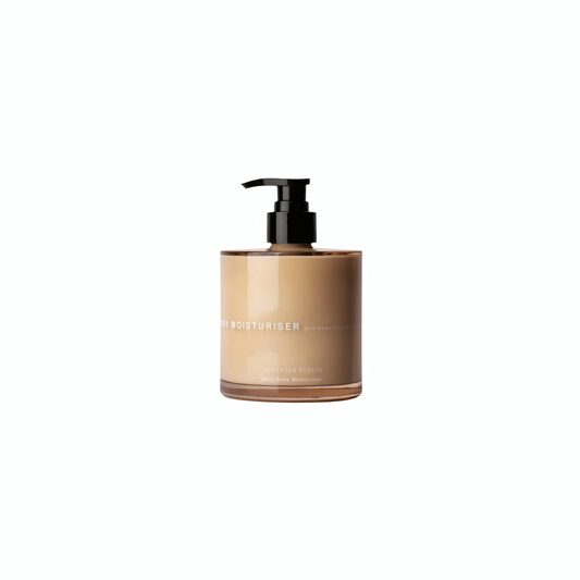 Addition studio Body Moisturizer 390ml, Beige, Scented with all-natural ingredients, Vegan, plant-based formulation that helps strengthen the skin, hydration and softens it.