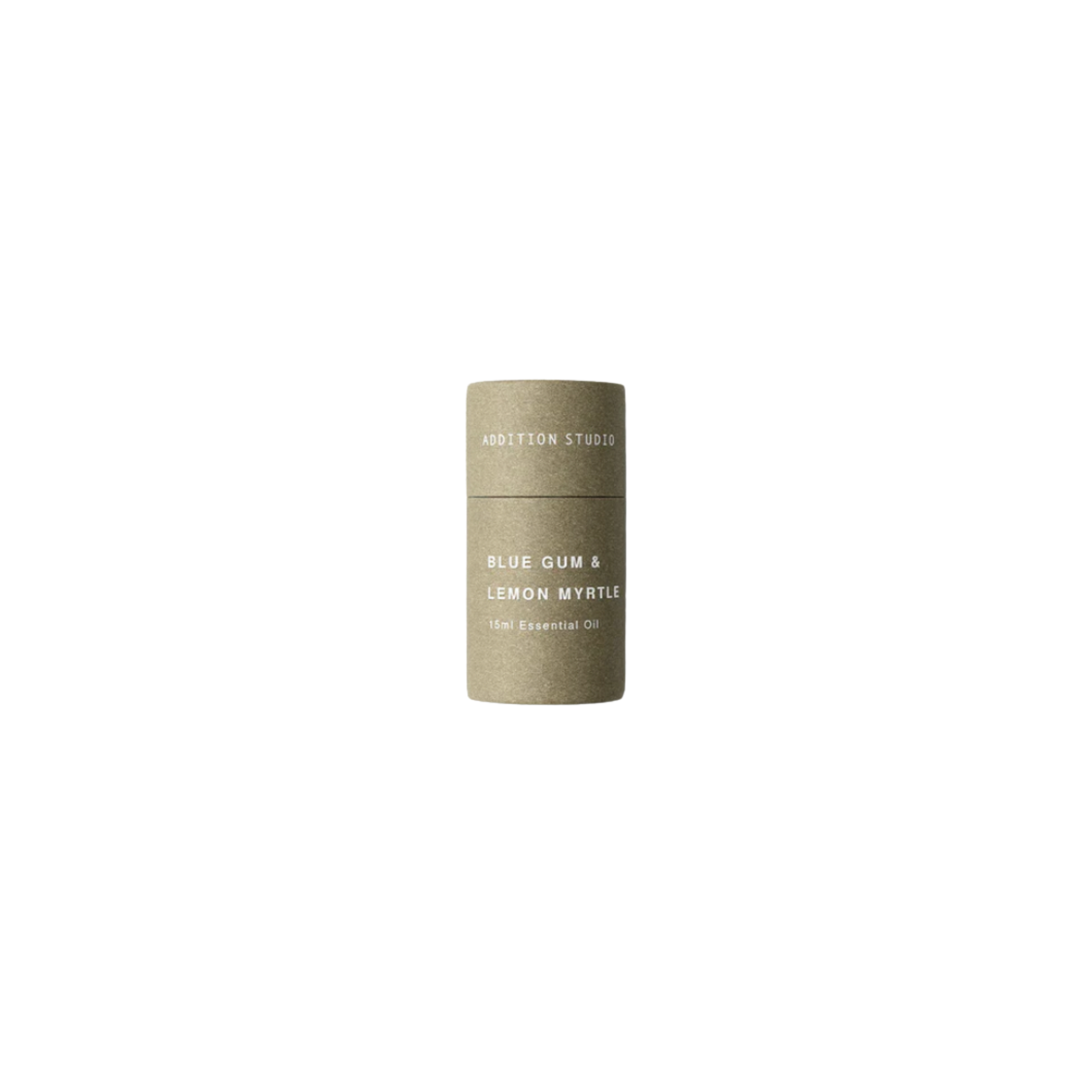 Addition Studios blue gum lemon myrtle essential oil in packaging