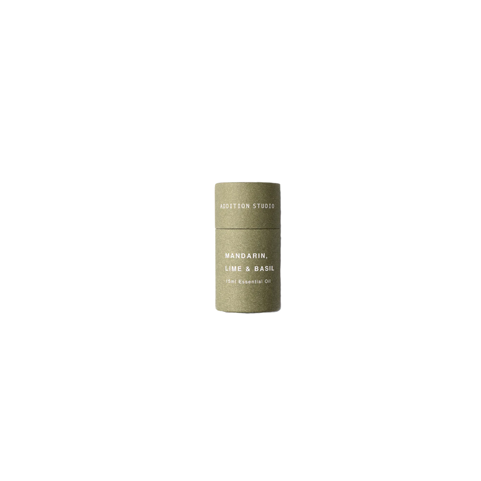 Addition Studios mandarin lime basil essential oil in packaging