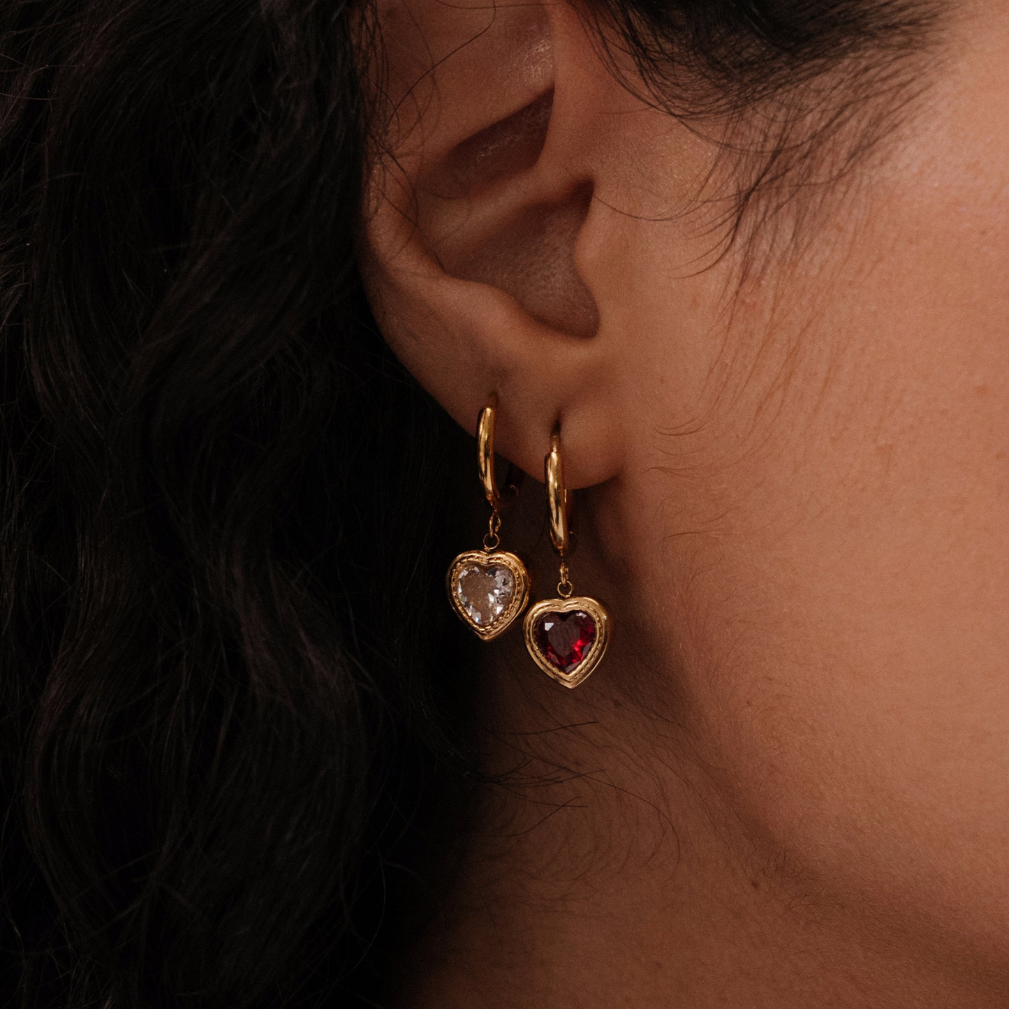 Earrings Aegir Red Zirconium Oxide