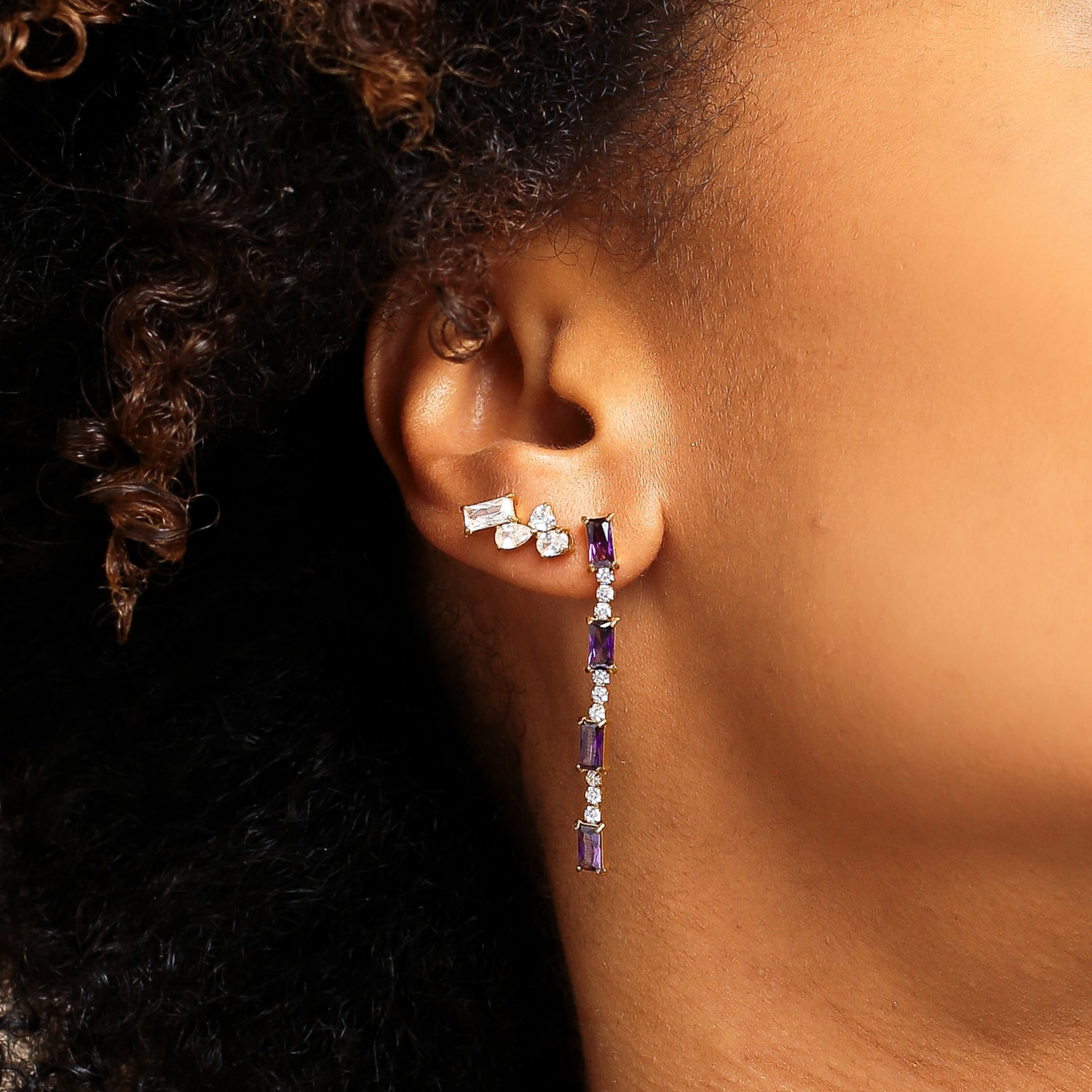 Earrings Solene Violet Zirconium Oxide