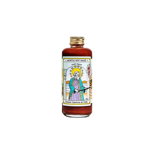 Front view of the bottle Apostle Saint Phillip Roasted Capsicum & Chilli 150ml