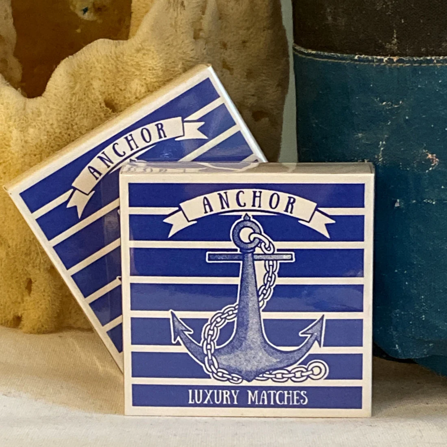Anchor luxury matches on display on shlef close up
