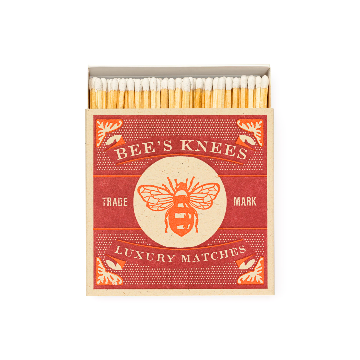 Luxury matches bees knees matches front view with matches poking out