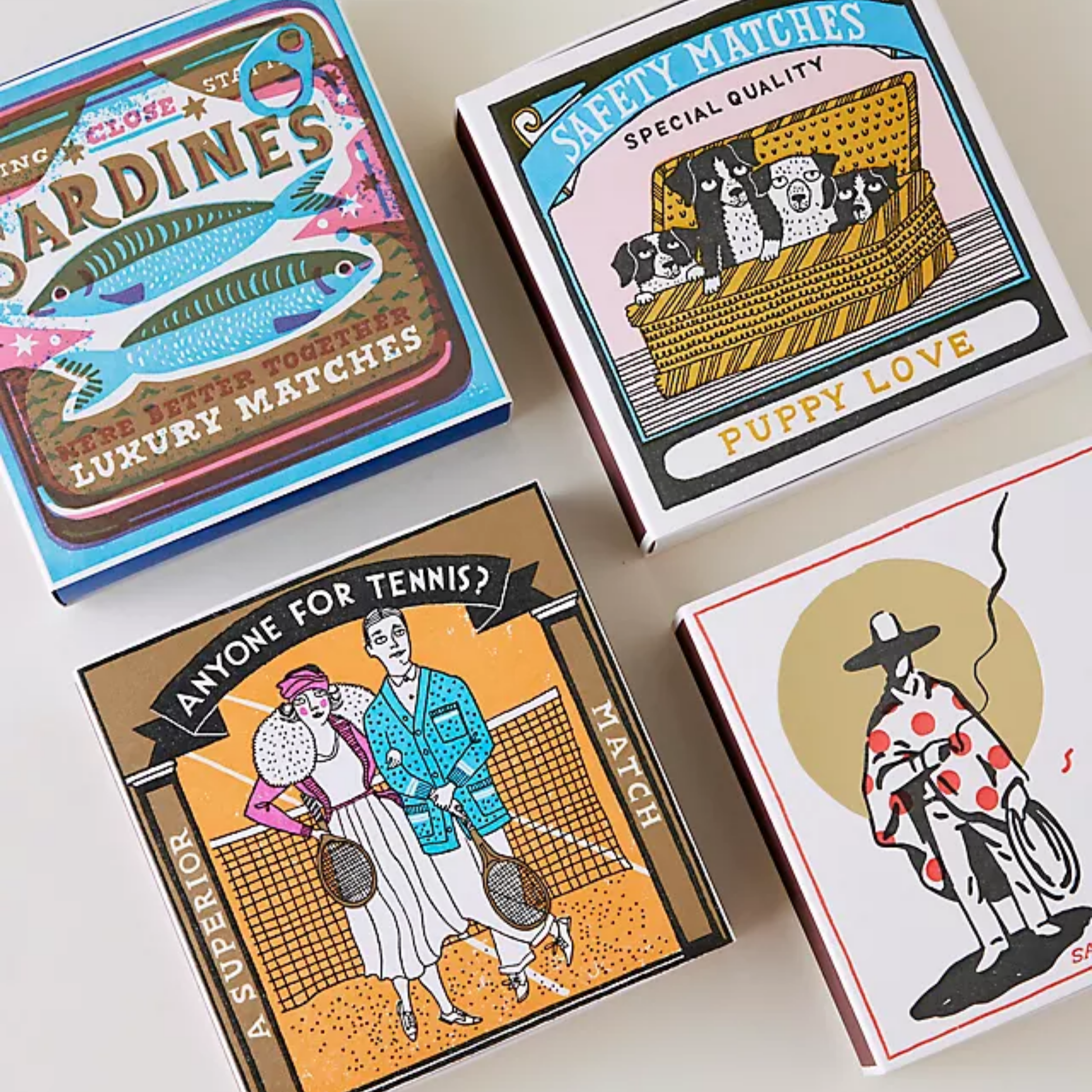 Assorted luxury matches on display