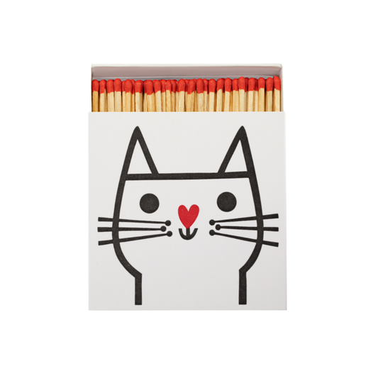 Luxury matches cat front view with matches poking out