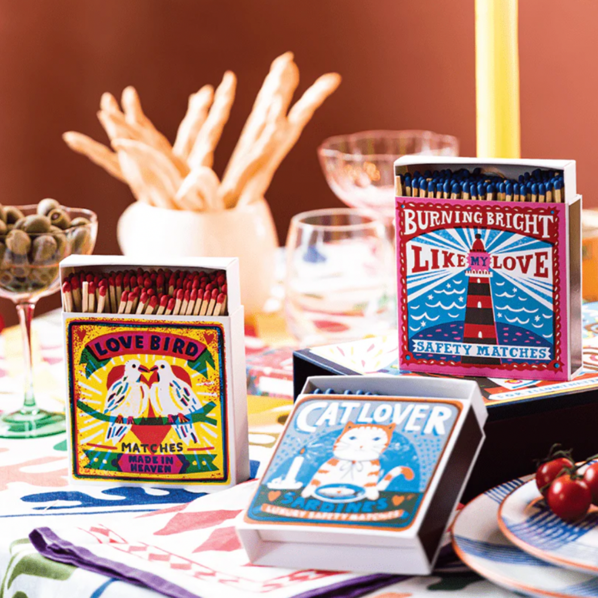 Assorted luxury matches on display