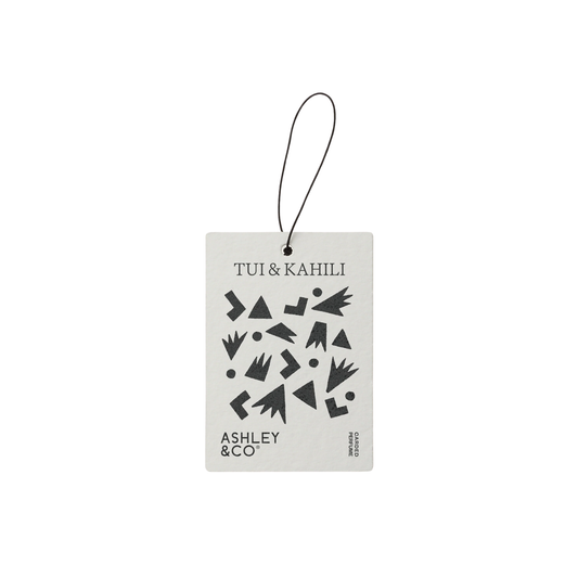 Front view of the Ashley & Co Carded Perfume Air Freshener Tui & Kahili.