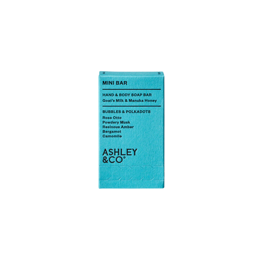 Ashley & Co hand and body cleansing bar Bubbles and Polkadots in packaging