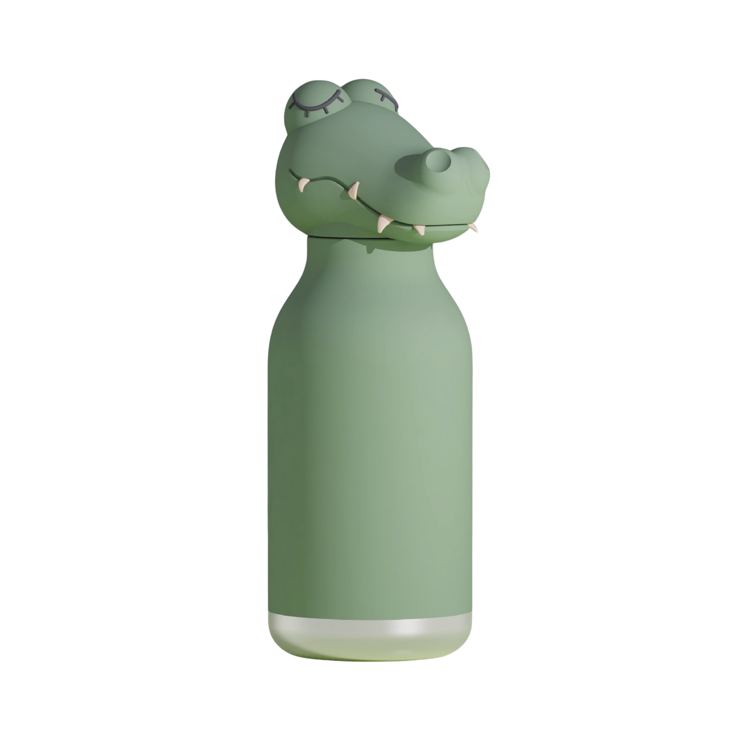 Semi side view of the Asobu Bestie Bottle 460ml Crocodile.