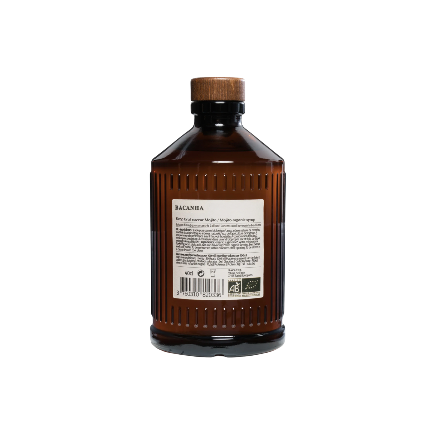 Back view of bacahna sirop mojito 400ml
