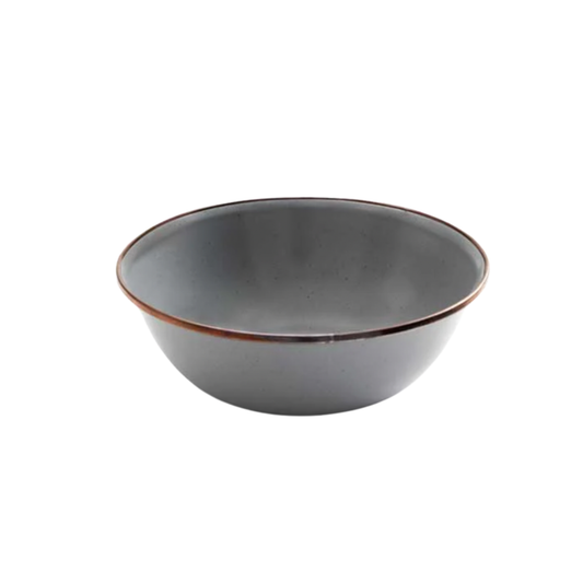 Barebones enamel bowl slate grey front view