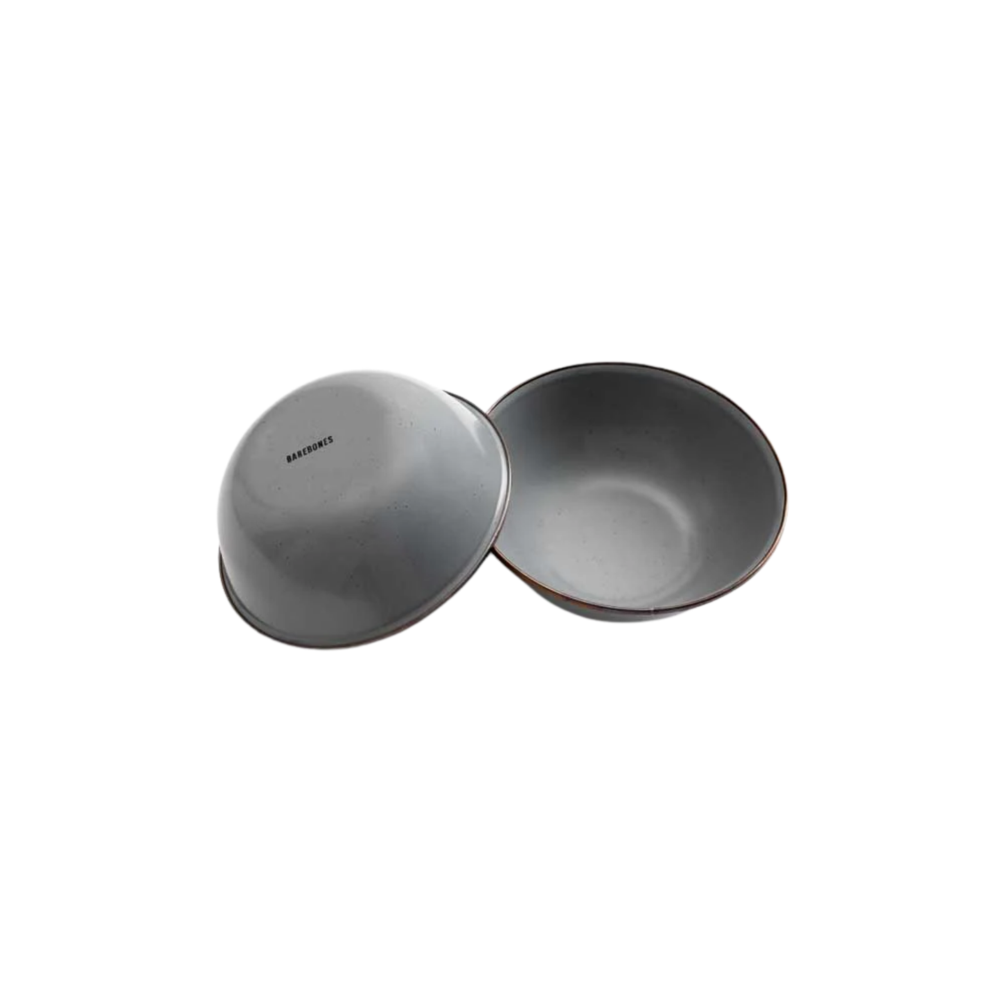 Barebones enamel bowl slate grey set of two showing bottom of bowl
