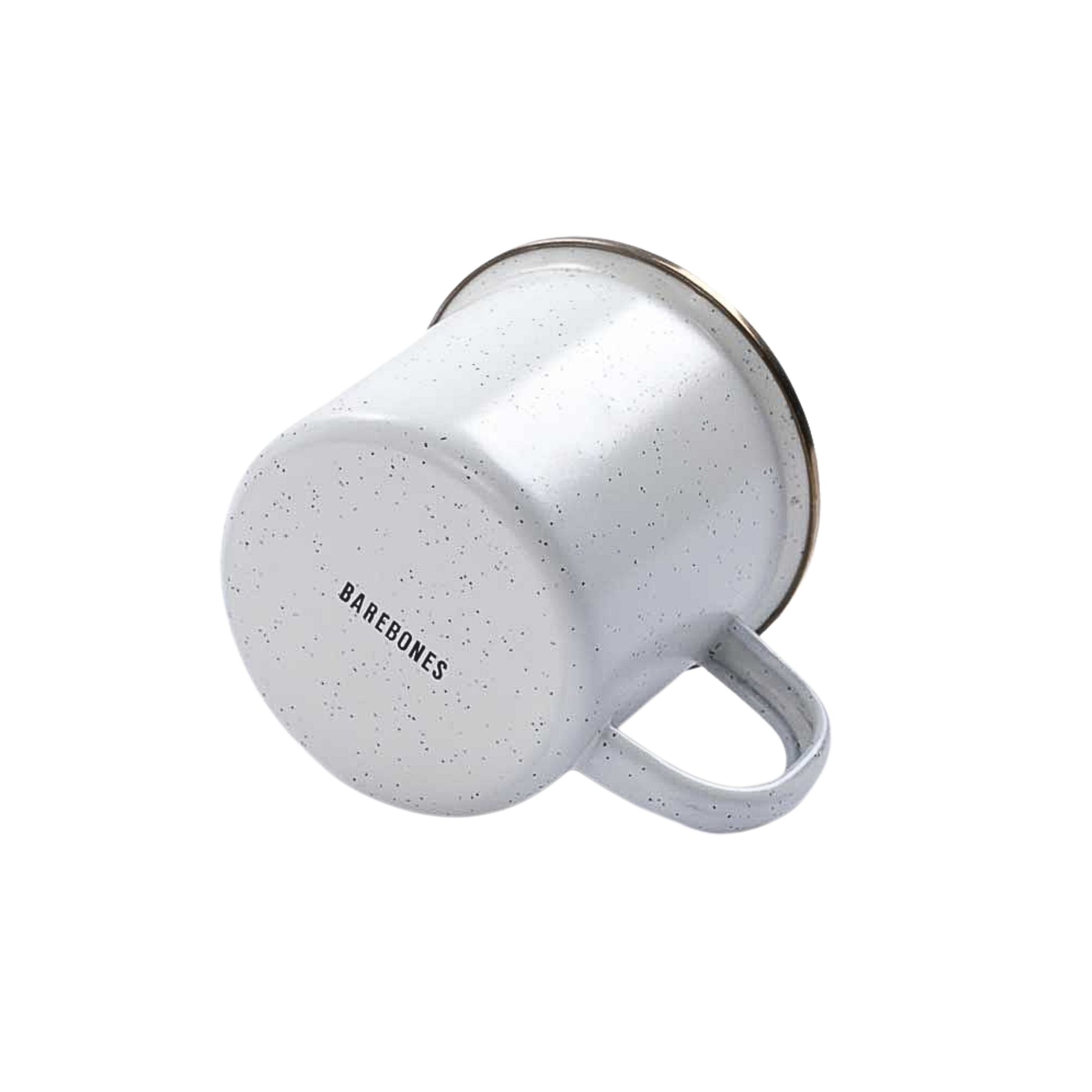 Barebones enamel cup eggshell bottom angled view