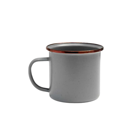 Barebones enamel cup slate grey front side view