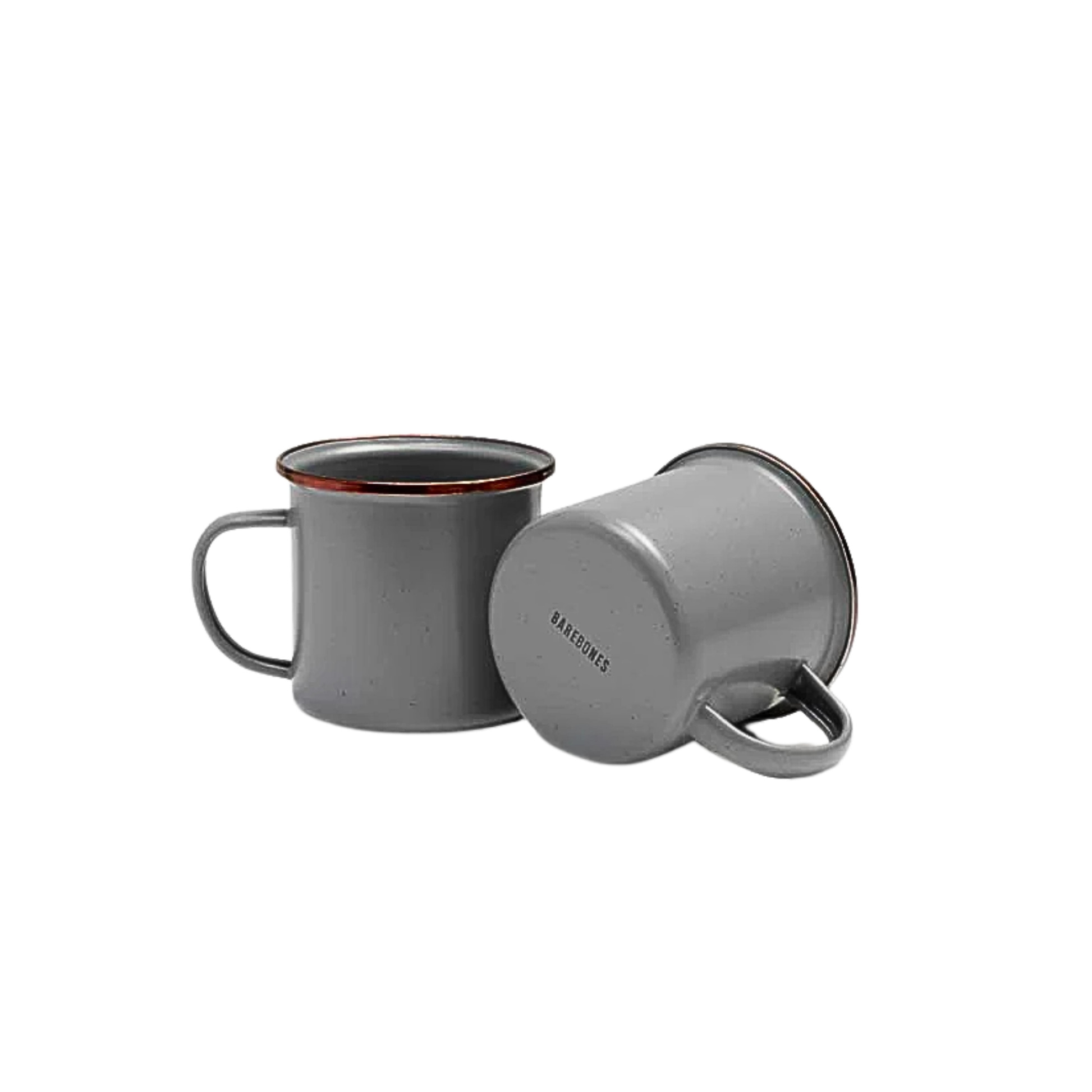 Barebones enamel cup slate grey set of two showing underside of cup