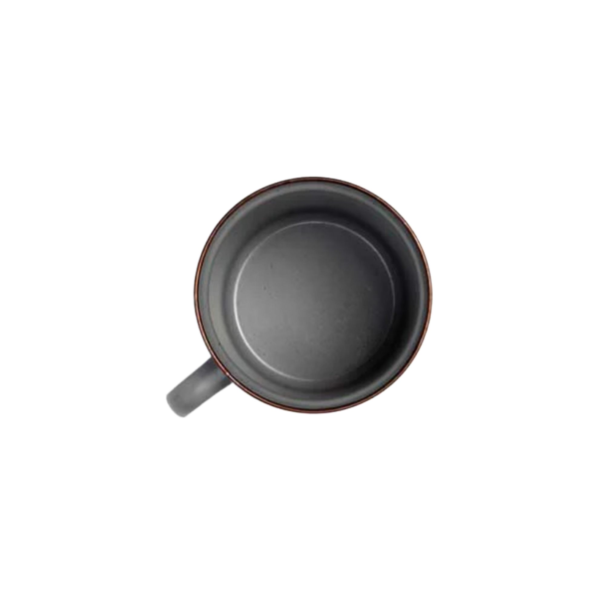 Barebones enamel cup slate grey top view