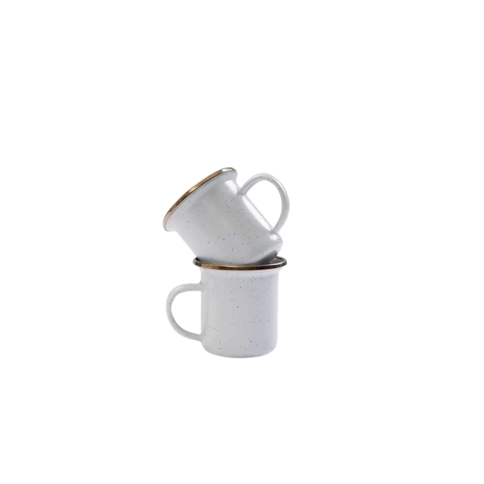 Barebones enamel eggshell espresso cup side view set of two