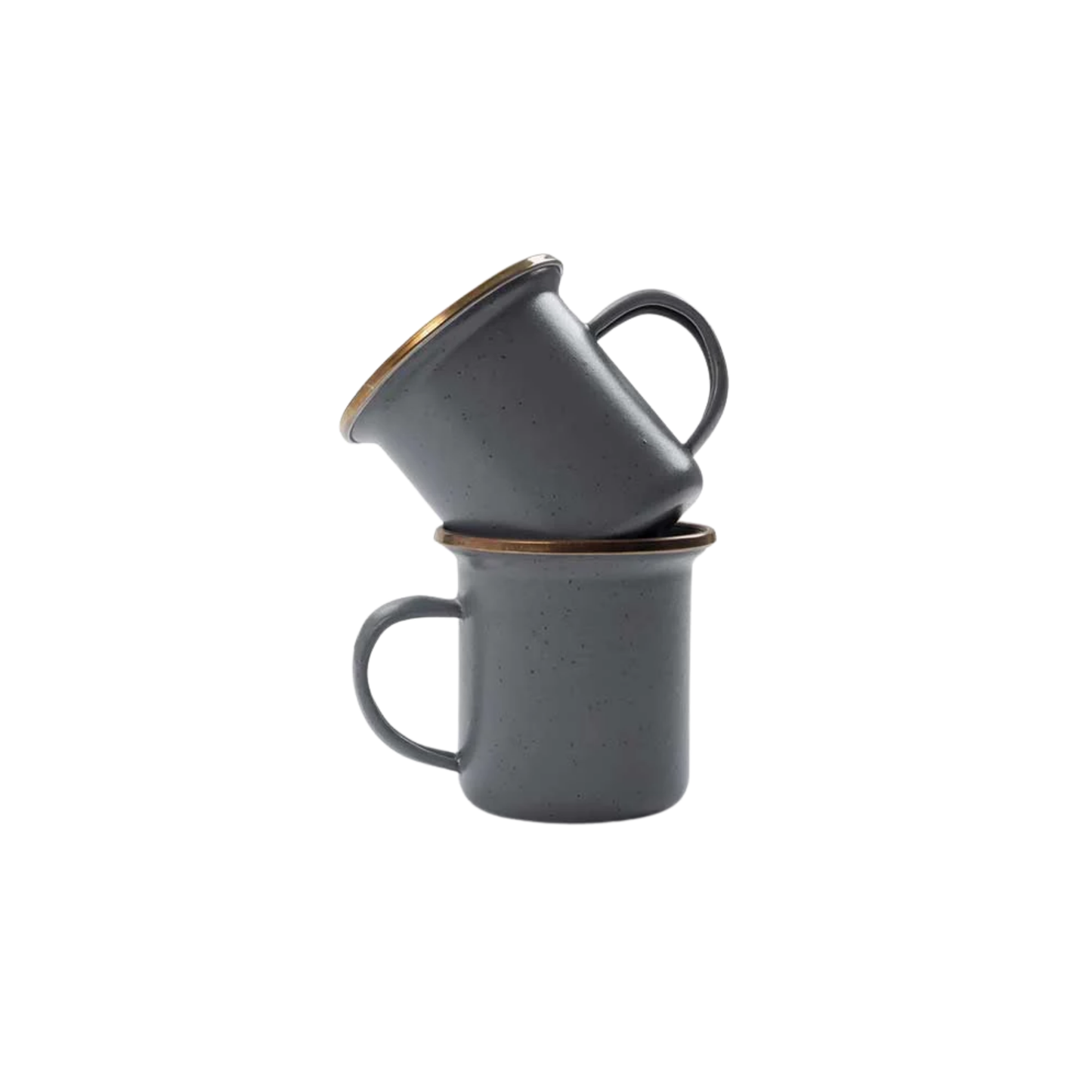 Barebones enamel slate grey espresso cup side view set of two