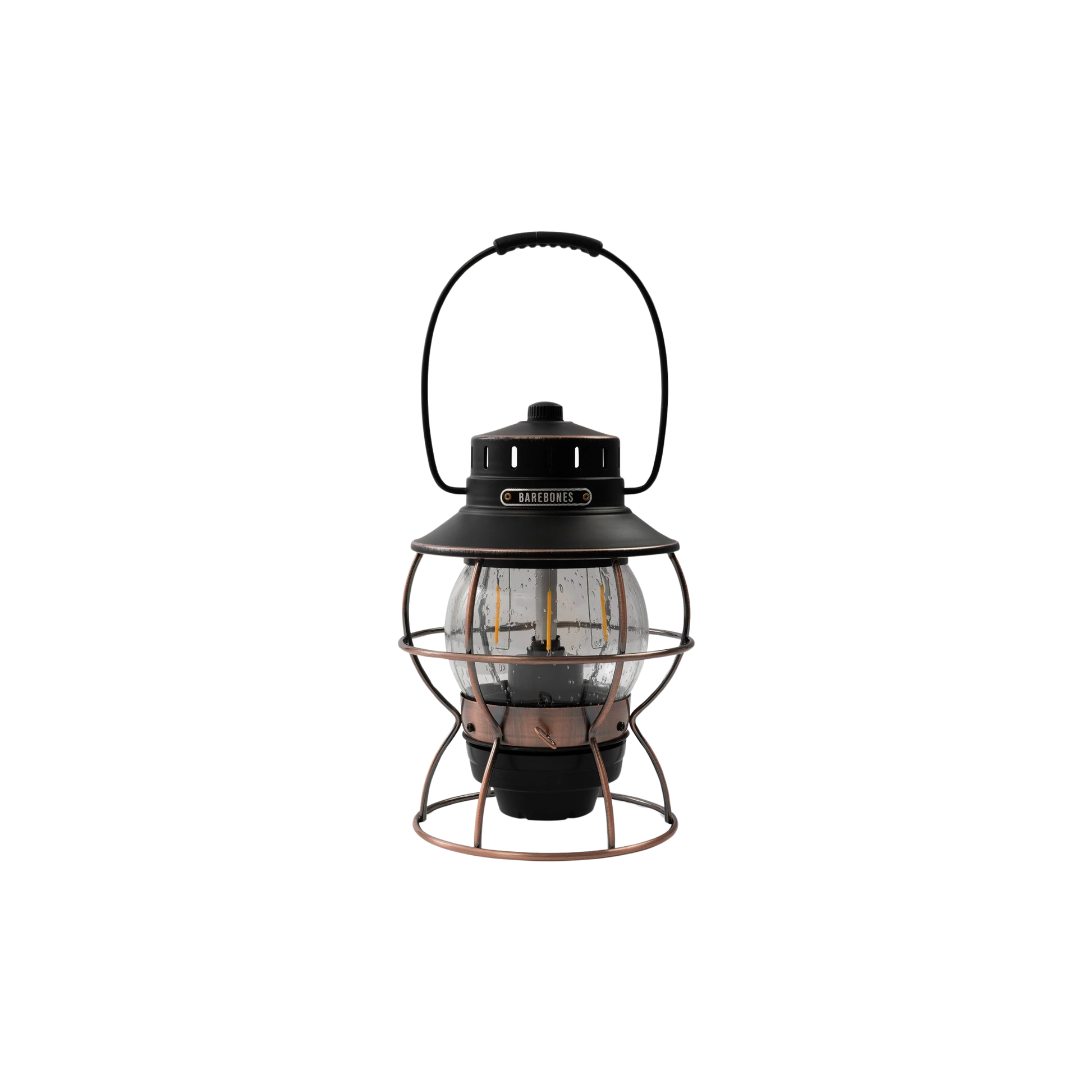 Barebones railway lantern bronze front view