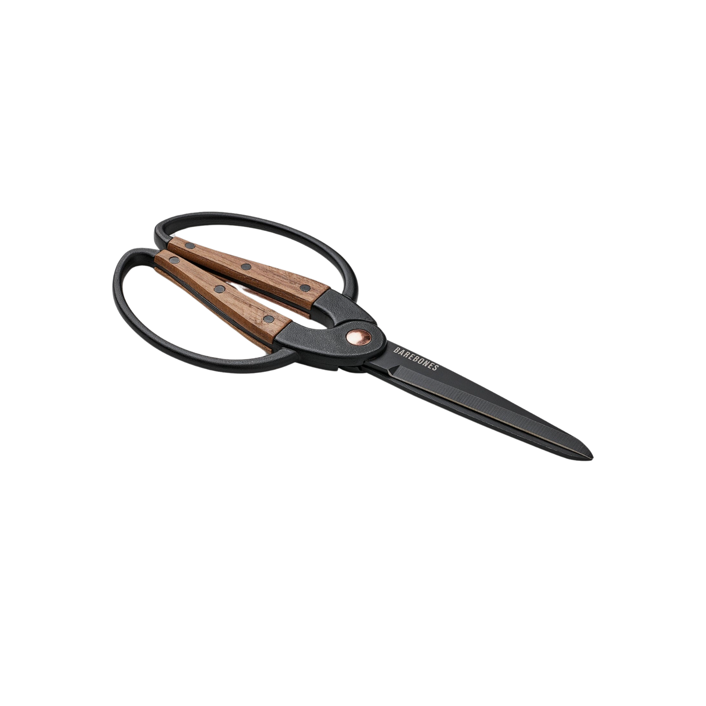 Barebones large walnut scissors front side view