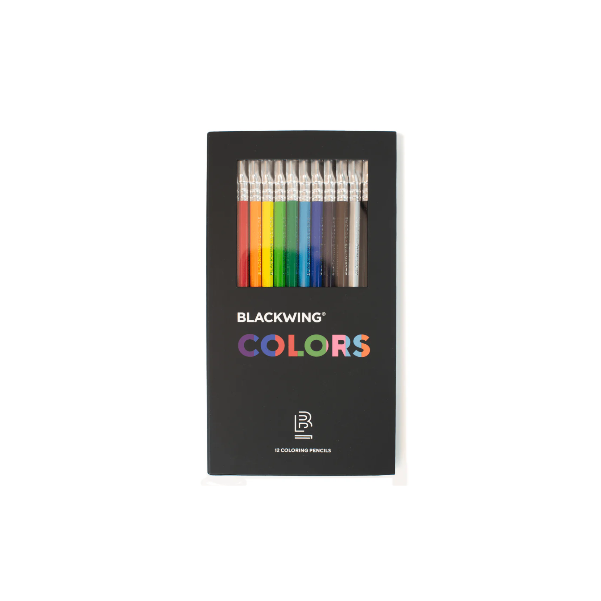 Blackwing Colors Set of 12 colored pencils, premium incense-cedar pencils with smooth Japanese wax cores, silver ferrule, and sand erasers made for colored pencils.