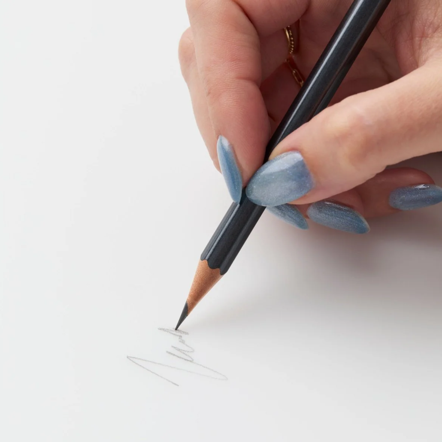 Handwriting shown using the Blackwing 602 gunmetal grey pencil with firm graphite core and pink eraser - iconic 'Half the Pressure, Twice the Speed'.