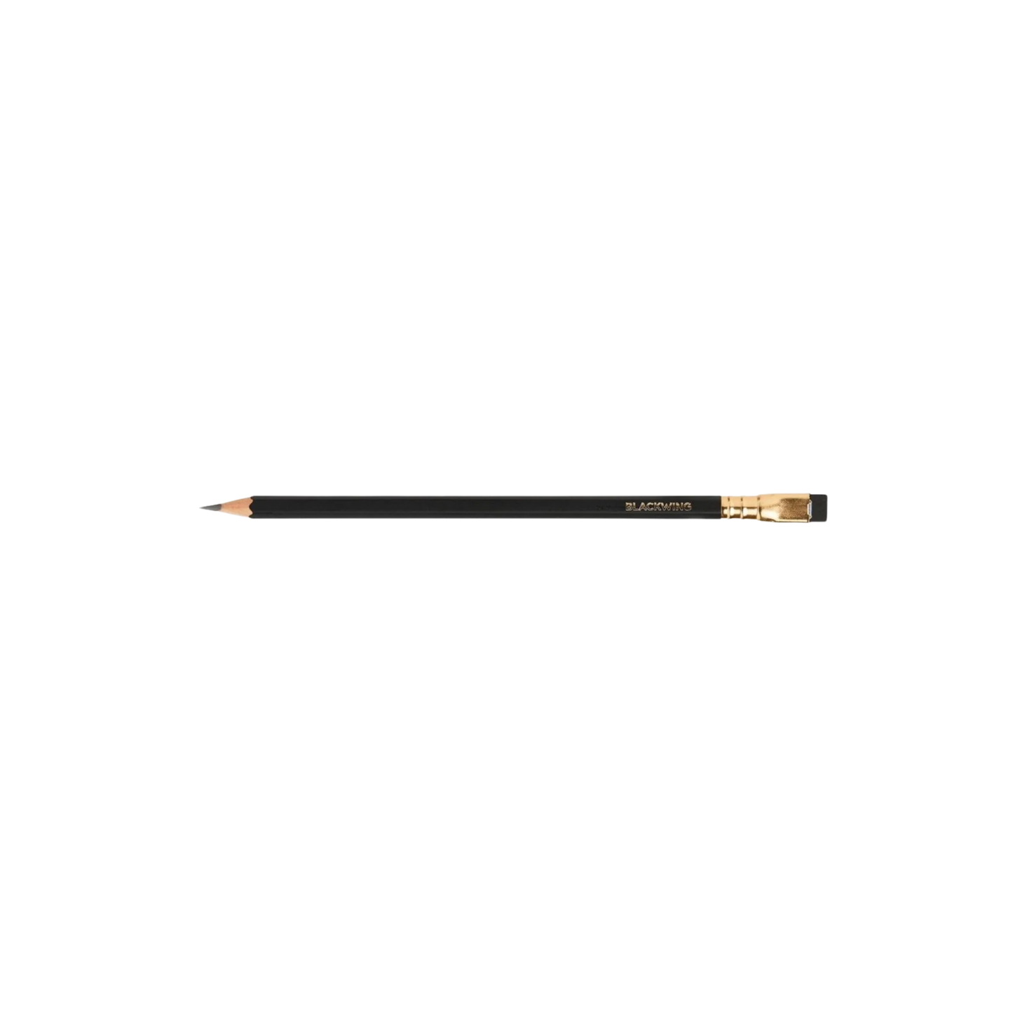 Blackwing Matte black pencil with soft graphite core and square metal ferrule.
