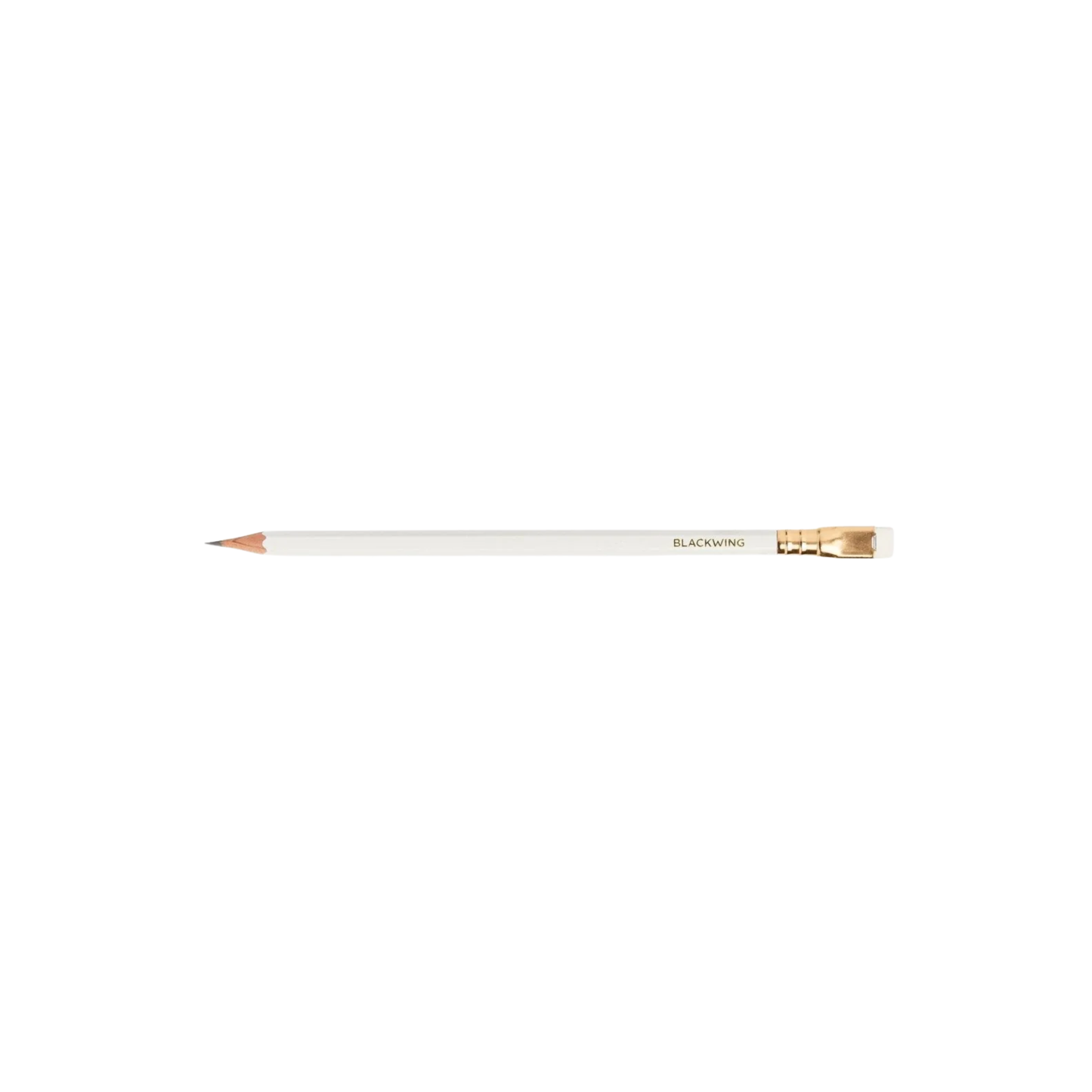 Blackwing Pearl pearlescent white pencil with balanced graphite core, square metal ferrule, and replaceable eraser.