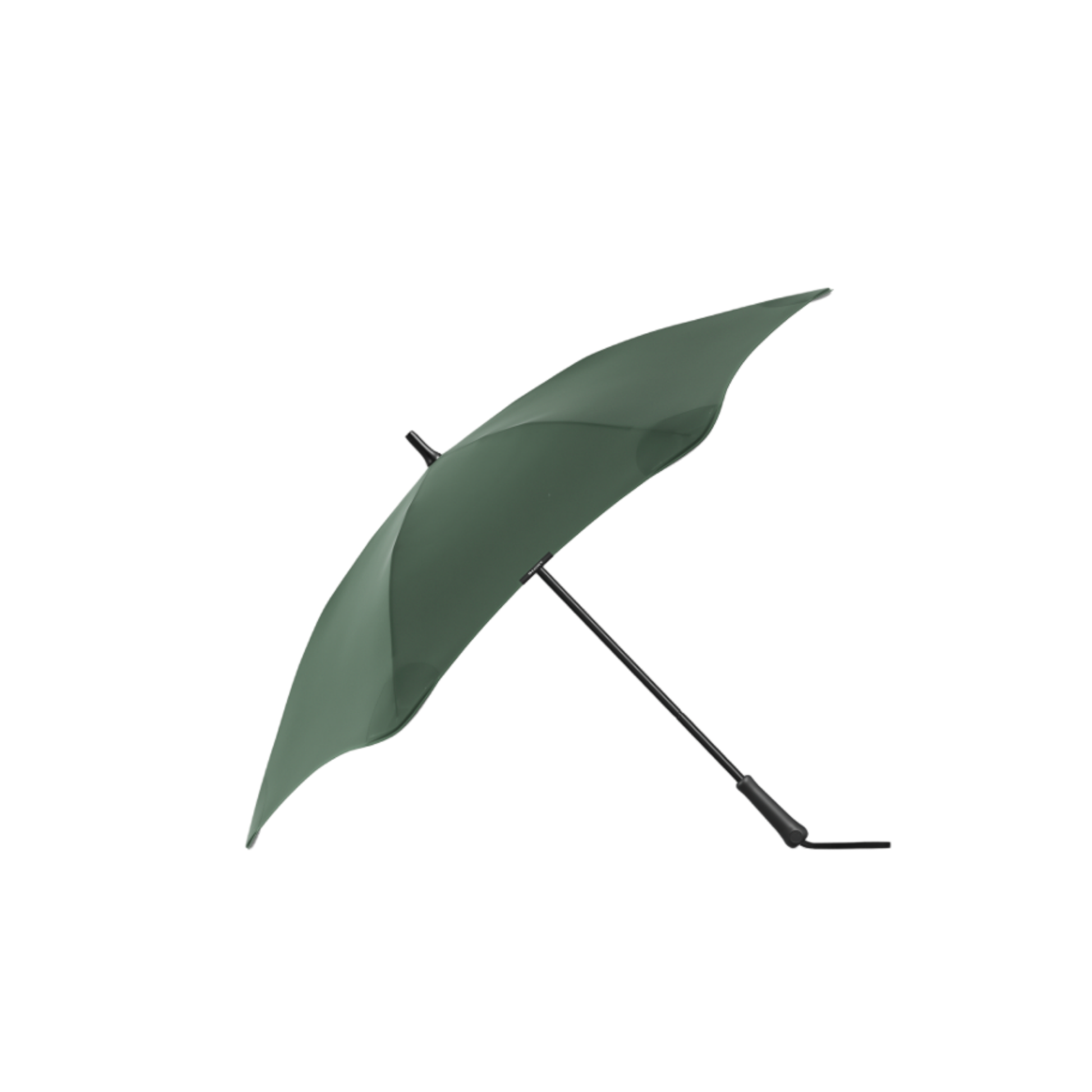 Blunt forest green classic umbrella open side view showing handle