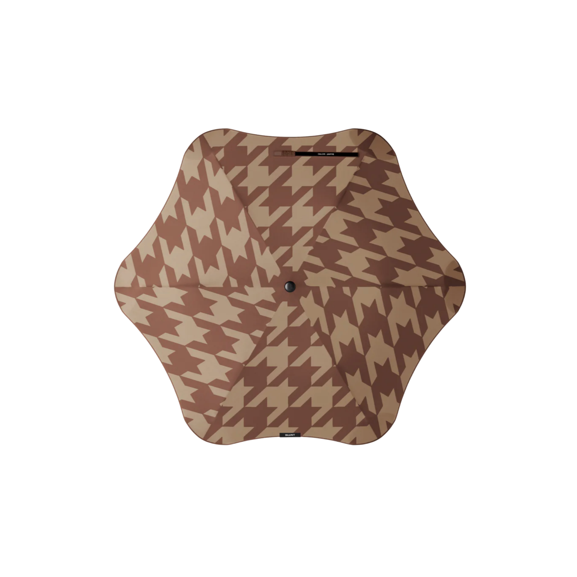Blunt houndstooth cocoa classic umbrella open top view