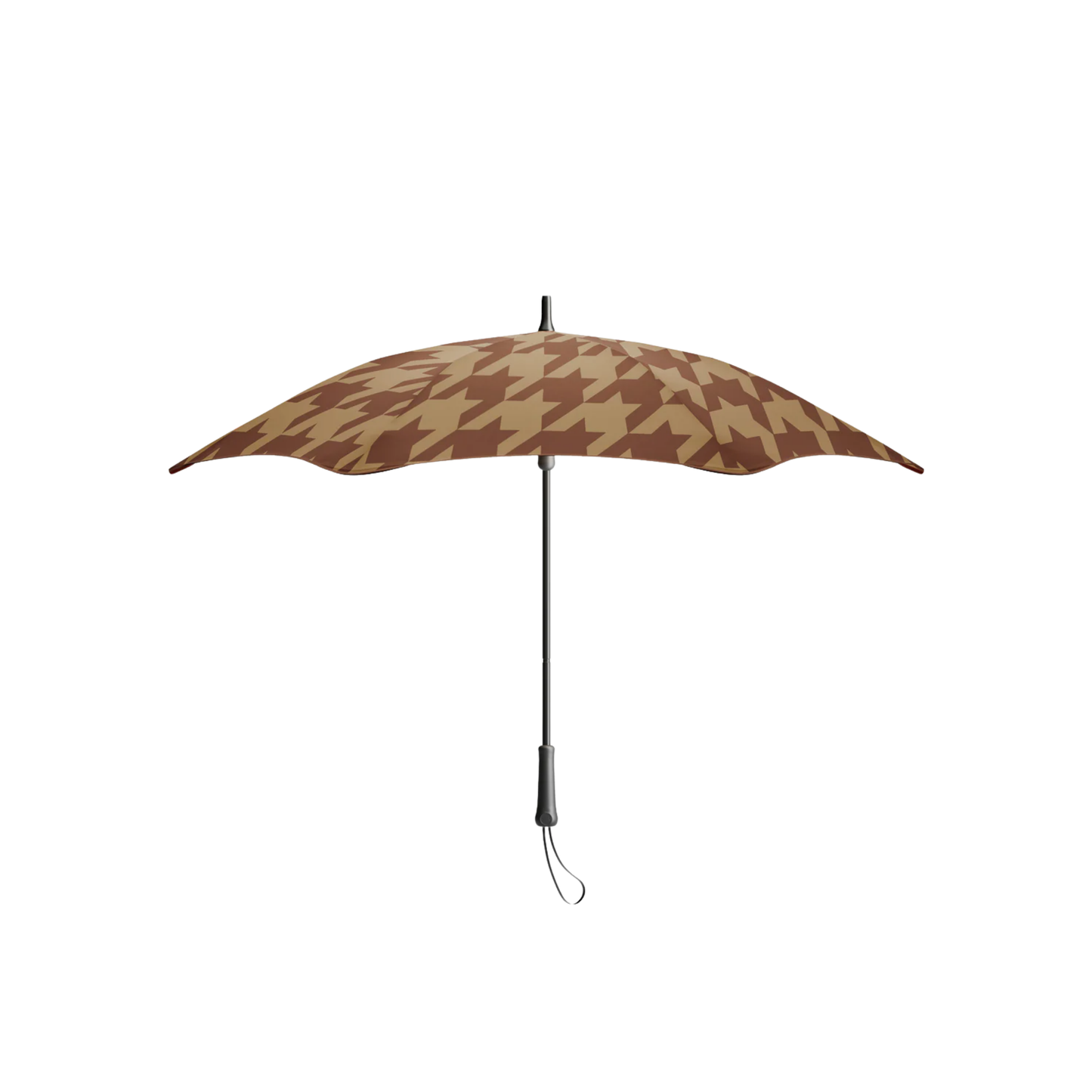 Blunt houndstooth cocoa classic umbrella open side view with handle