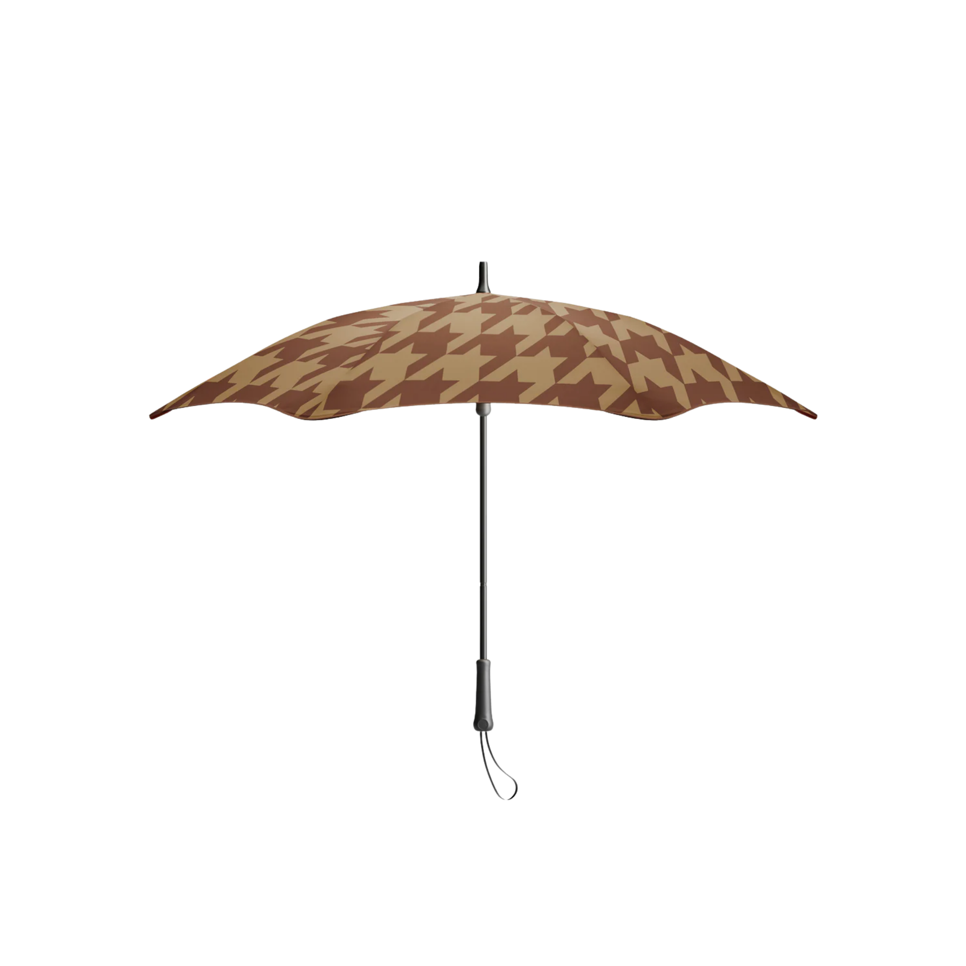 Blunt houndstooth cocoa classic umbrella open side view with handle