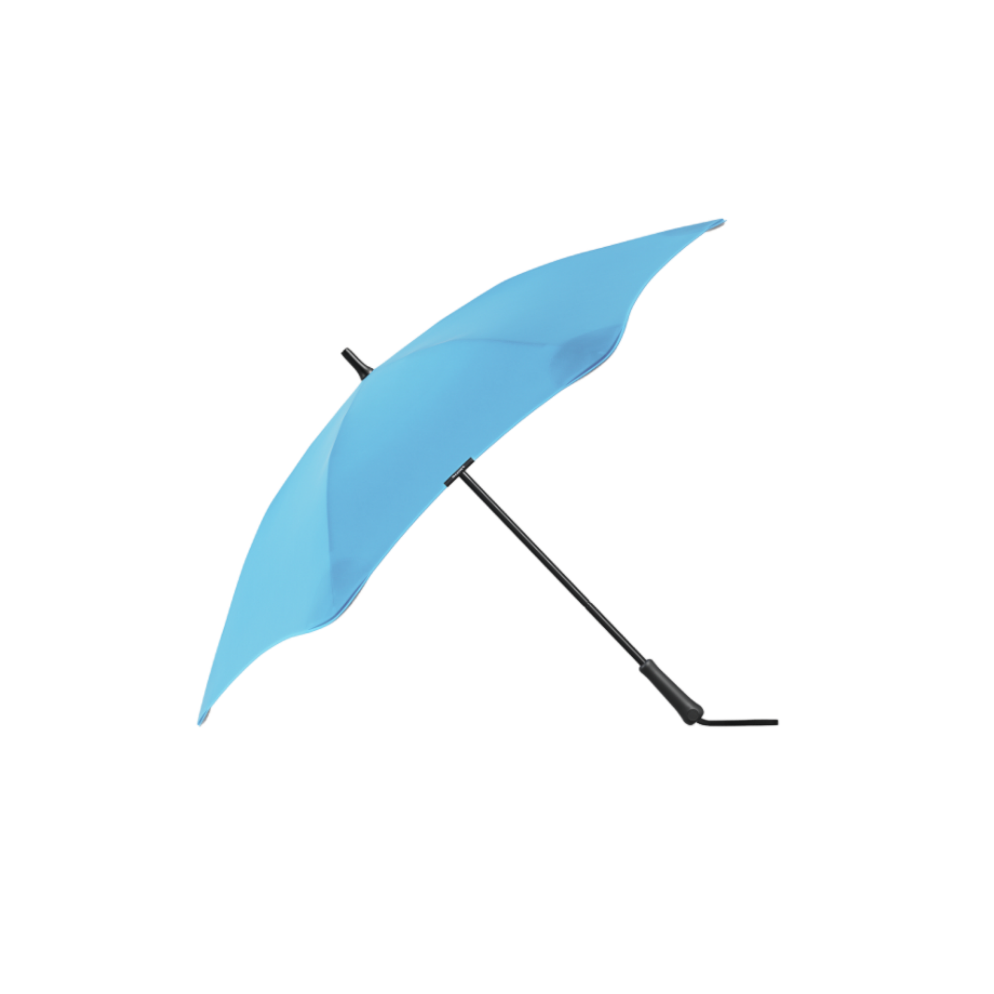Blunt sky blue classic umbrella open side view showing handle