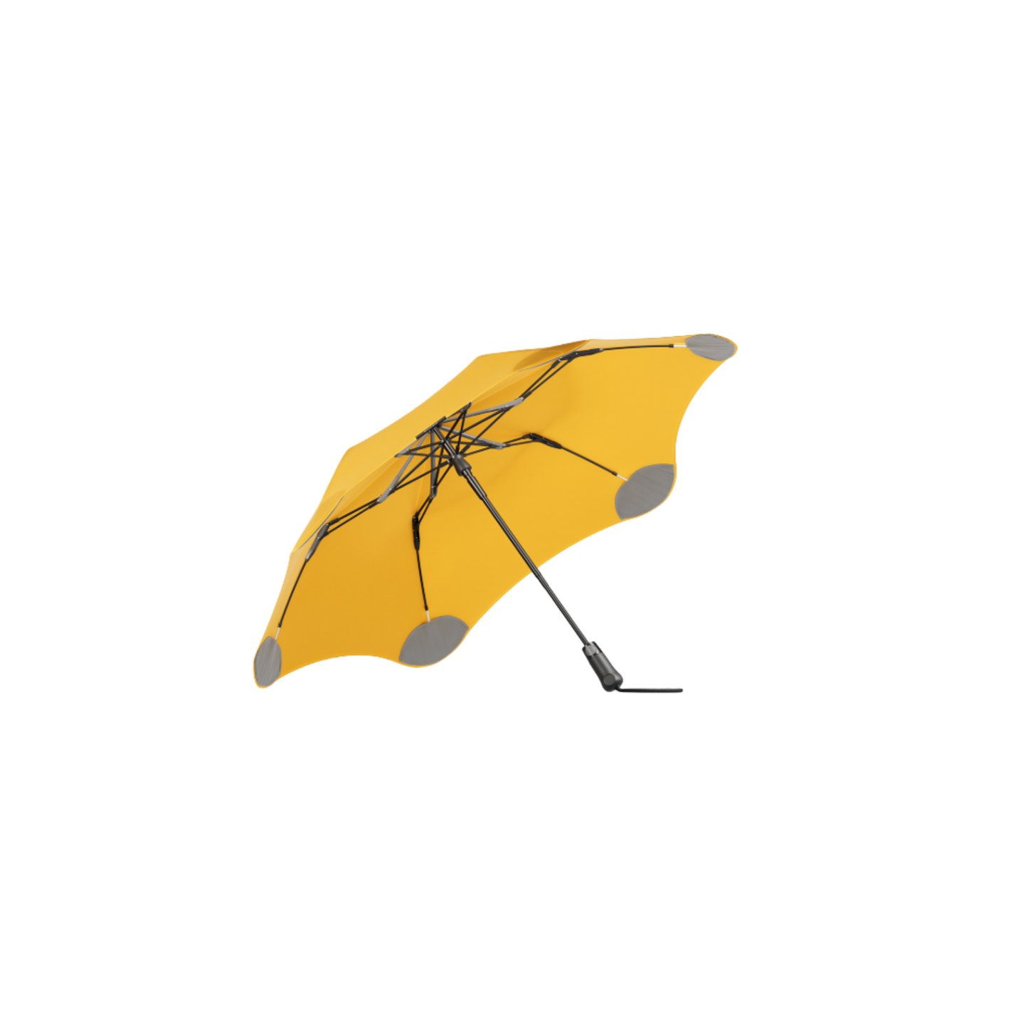 Blunt citrus yellow metro umbrella underside top view showing handle and structure
