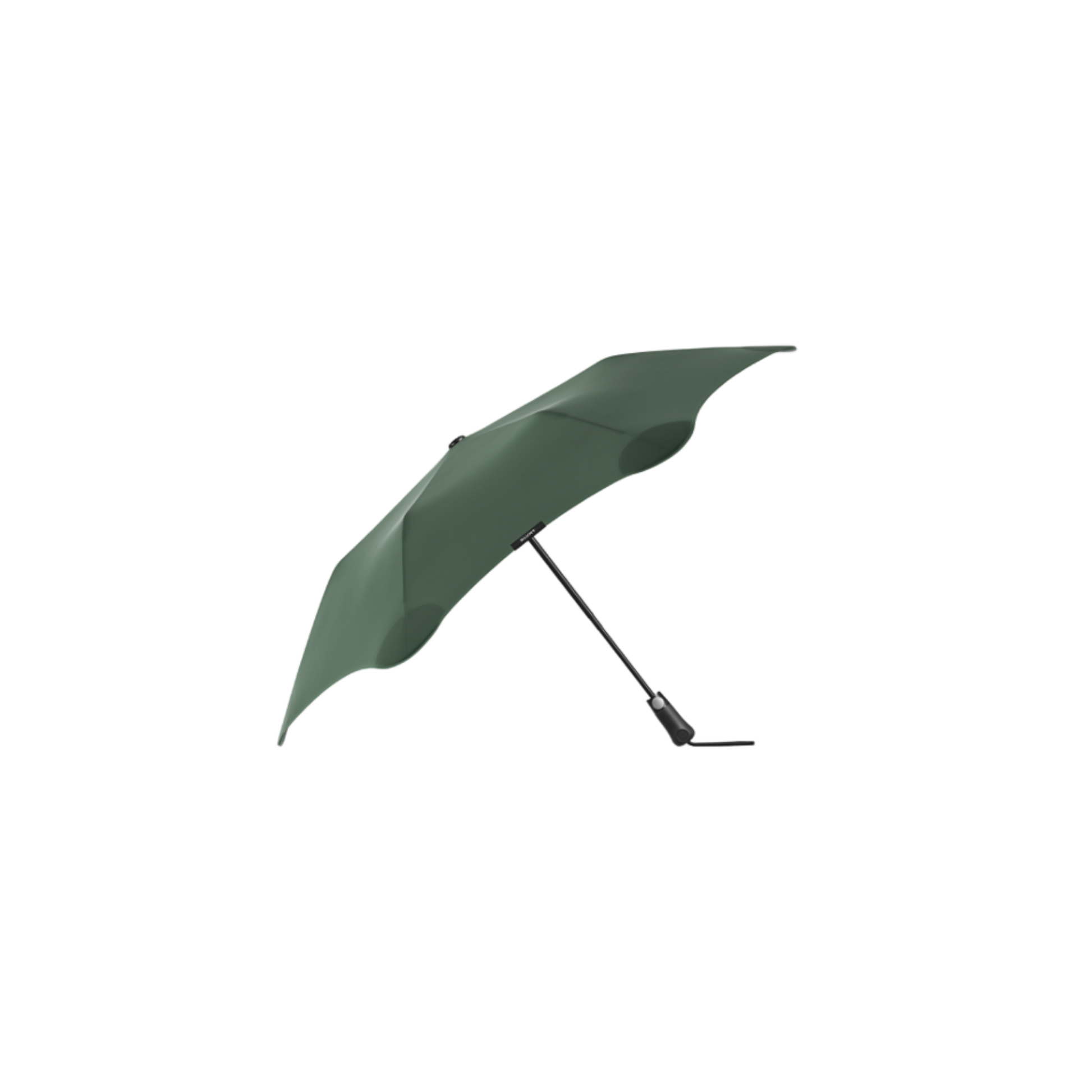 Blunt forest green metro umbrella open side view showing handle