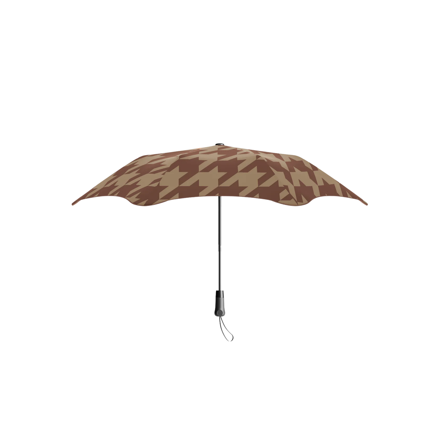 Blunt houndstooth metro cocoa classic umbrella open side view with handle
