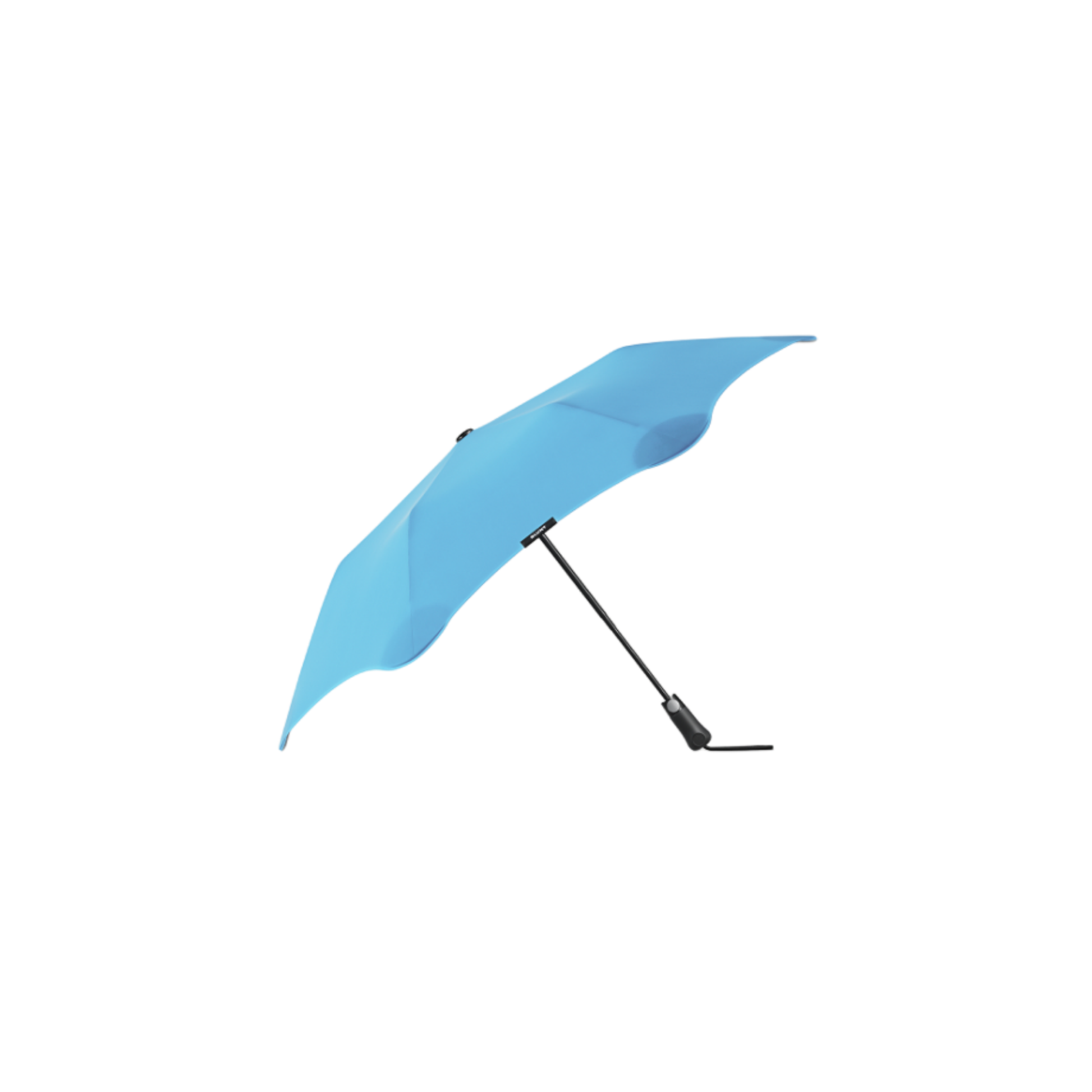 Blunt sky blue metro umbrella open side view showing handle