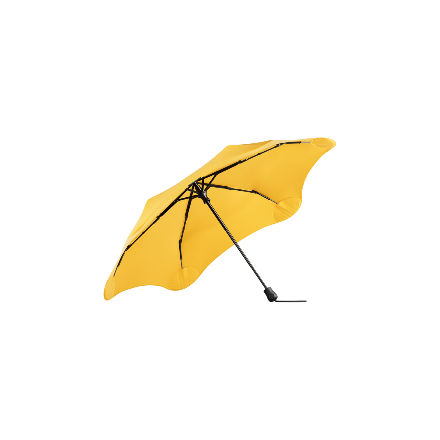 Open inner side of the Blunt Umbrella Neo Citrus Yellow at 98cm, featuring a compact design with high tensioned canopy, wind tested construction and recycled rPET fabric for rain or shine.